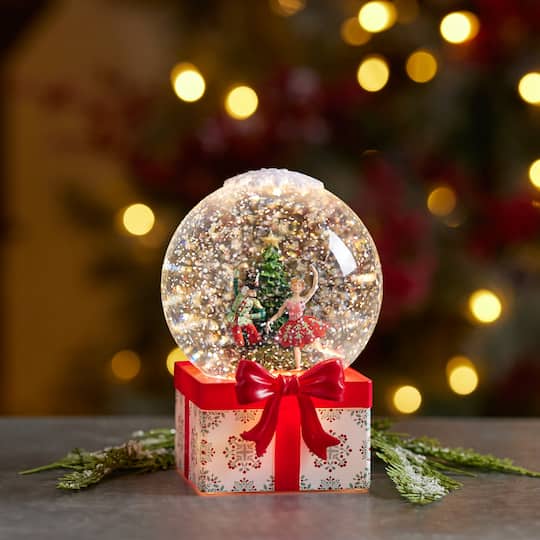 Melrose 6.75" LED Nutcracker & Ballerina Snow Globe